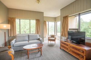 A photo of a resort guest room in Ontario to relax in after kayaking.